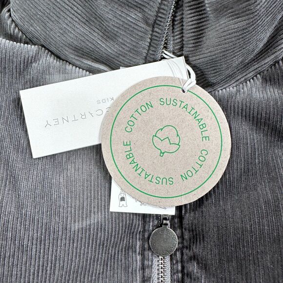 Stella McCartney Kids Puffer Coat Boys Size 14 Stone Gray Corduroy Zip Up New - Picture 9 of 11